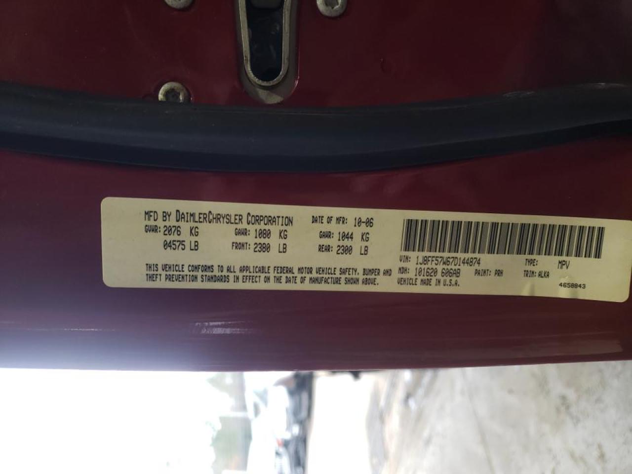 Photo 10 from auction – 2007 JEEP COMPASS LI with VIN 1J8FF57W67D144874