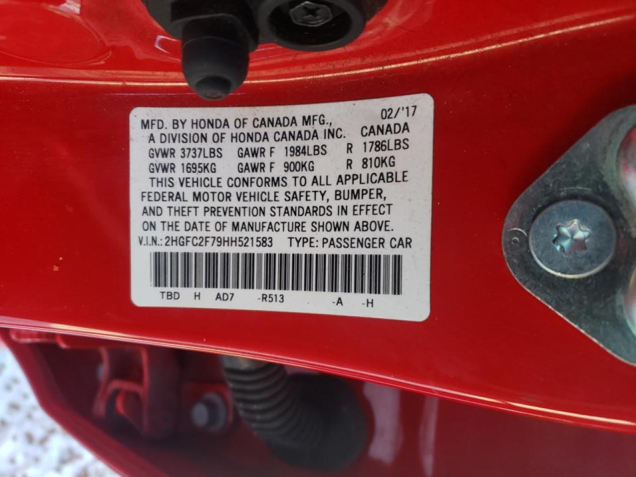 Photo 10 from auction – 2017 HONDA CIVIC EX with VIN 2HGFC2F79HH521583