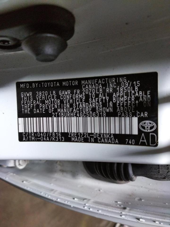 Photo 10 from auction – 2016 TOYOTA COROLLA L with VIN 2T1BURHE4GC506318