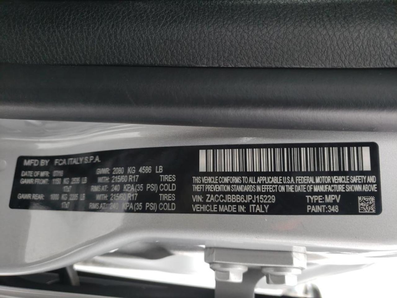 Photo 10 from auction – 2018 JEEP RENEGADE L with VIN ZACCJBBB6JPJ15229