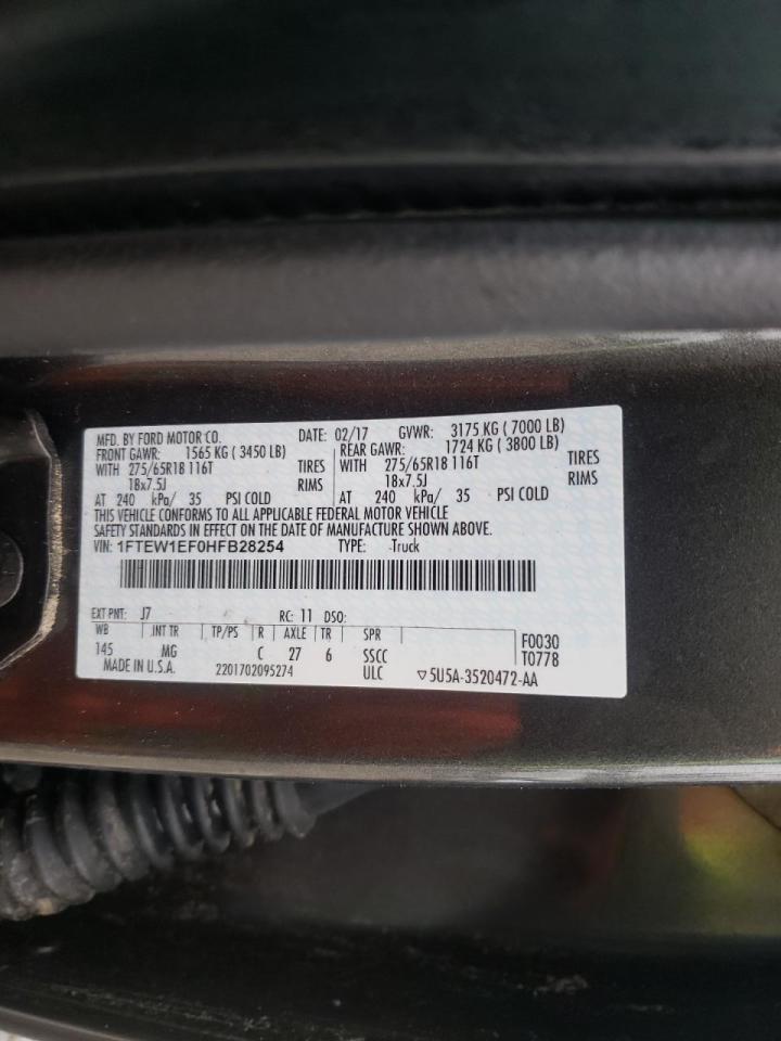 Photo 10 from auction – 2017 FORD F150 SUPER with VIN 1FTEW1EF0HFB28254