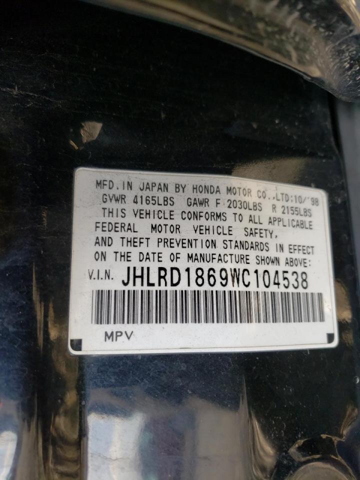 Photo 10 from auction – 1998 HONDA CR-V EX with VIN JHLRD1869WC104538