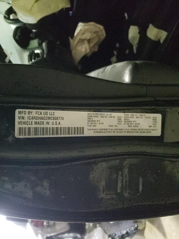 Photo 10 from auction – 2021 DODGE DURANGO SX with VIN 1C4RDHAG2MC608774