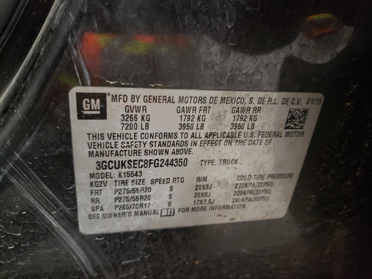 Photo 10 from auction – 2015 CHEVROLET SILVERADO with VIN 3GCUKSEC8FG244350