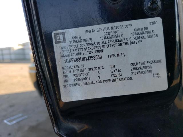Photo 10 from auction – 2001 GMC DENALI with VIN 1GKEK63U81J258039