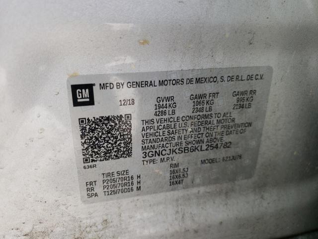 Photo 10 from auction – 2019 CHEVROLET TRAX LS with VIN 3GNCJKSB6KL254782
