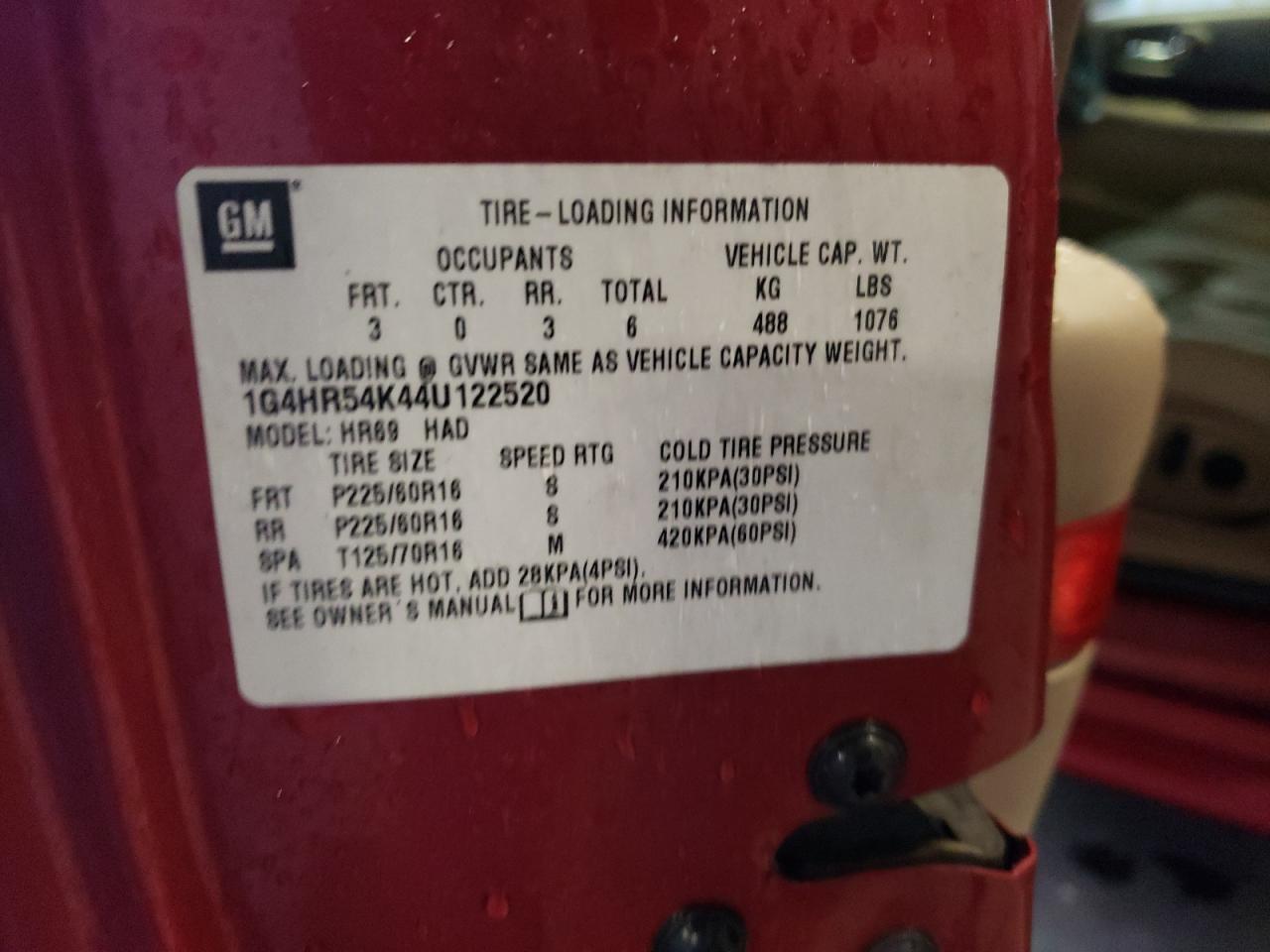 Photo 10 from auction – 2004 BUICK LESABRE LI with VIN 1G4HR54K44U122520
