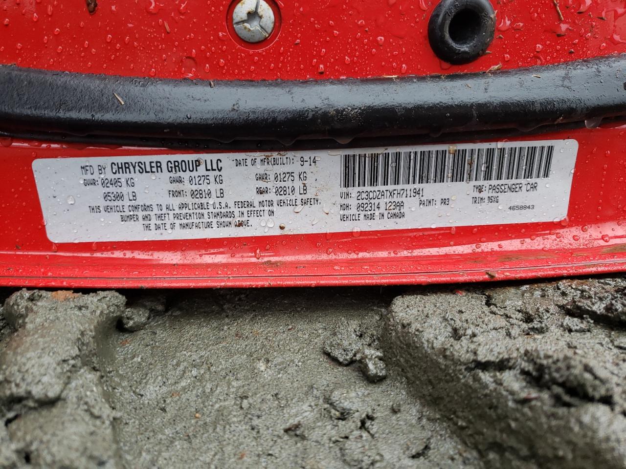 Photo 10 from auction – 2015 DODGE CHALLENGER with VIN 2C3CDZATXFH711941
