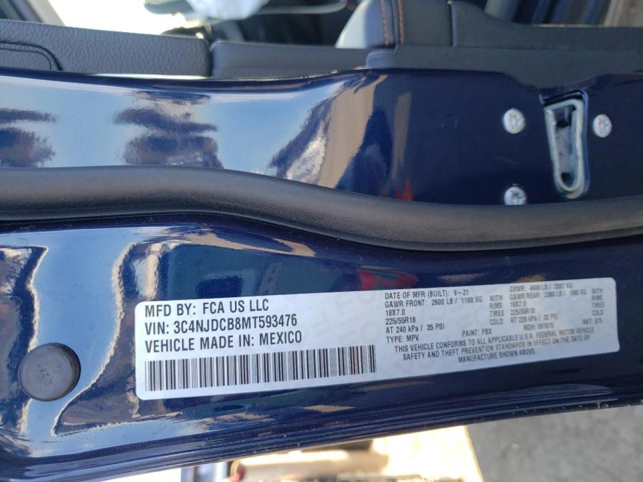 Photo 10 from auction – 2021 JEEP COMPASS LI with VIN 3C4NJDCB8MT593476