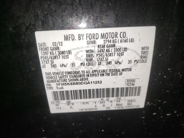 Photo 10 from auction – 2013 FORD EXPLORER with VIN 1FM5K8B80DGA11252
