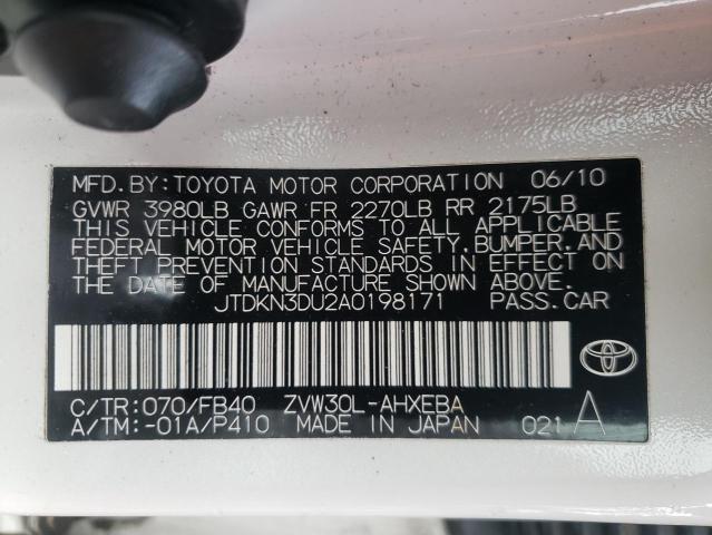 Photo 10 from auction – 2010 TOYOTA PRIUS with VIN JTDKN3DU2A0198171