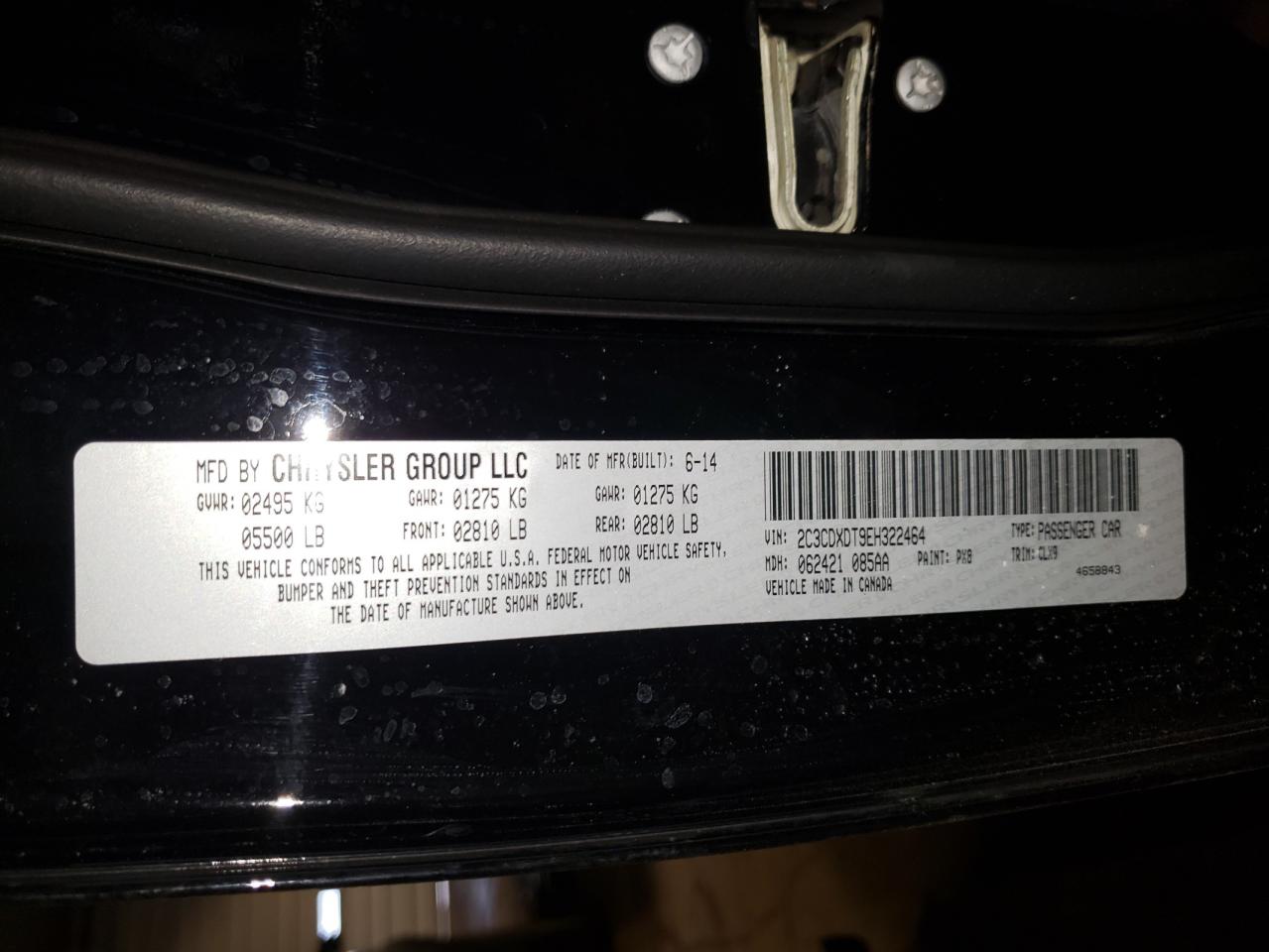 Photo 10 from auction – 2014 DODGE CHARGER R/ with VIN 2C3CDXDT9EH322464