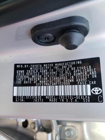 Photo 10 from auction – 2021 TOYOTA COROLLA LE with VIN 5YFEPMAE6MP152900
