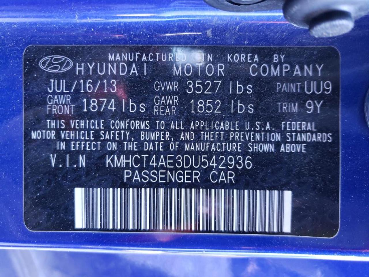 Photo 10 from auction – 2013 HYUNDAI ACCENT GLS with VIN KMHCT4AE3DU542936