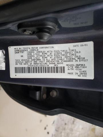 Photo 10 from auction – 2001 TOYOTA HIGHLANDER with VIN JTEGF21A110022134