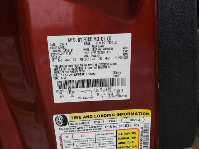 Photo 10 from auction – 2014 FORD F150 SUPER with VIN 1FTFW1EF5EKD89693