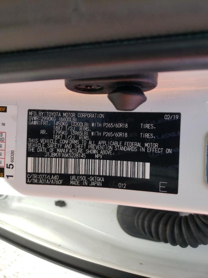 Photo 10 from auction – 2019 LEXUS GX 460 with VIN JTJBM7FX6K5228145