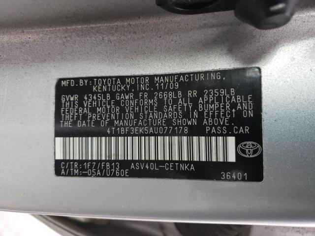 Photo 10 from auction – 2010 TOYOTA CAMRY BASE with VIN 4T1BF3EK5AU077178