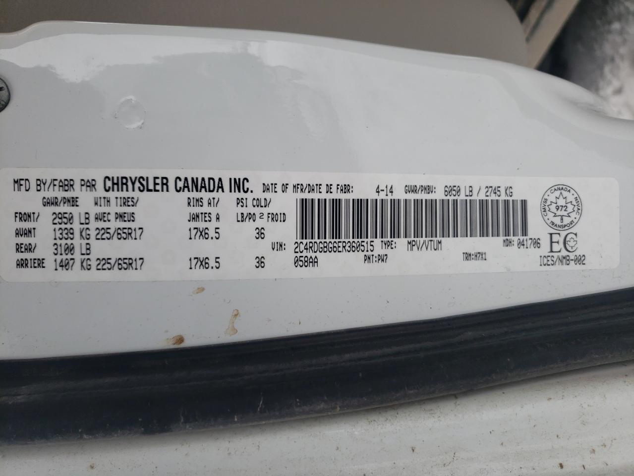 Photo 10 from auction – 2014 DODGE GRAND CARA with VIN 2C4RDGBG6ER360515