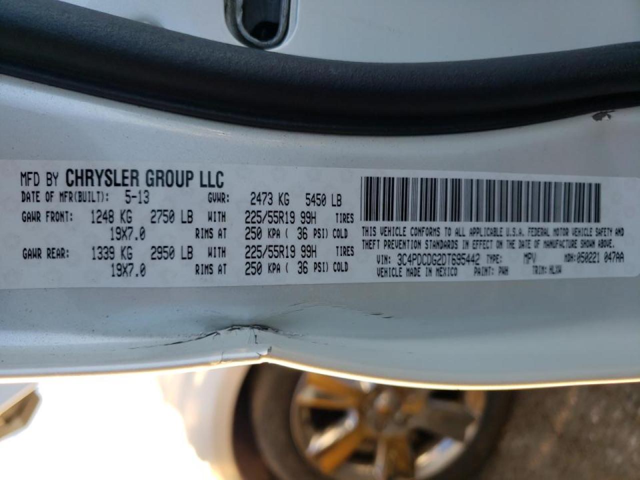 Photo 10 from auction – 2013 DODGE JOURNEY CR with VIN 3C4PDCDG2DT695442