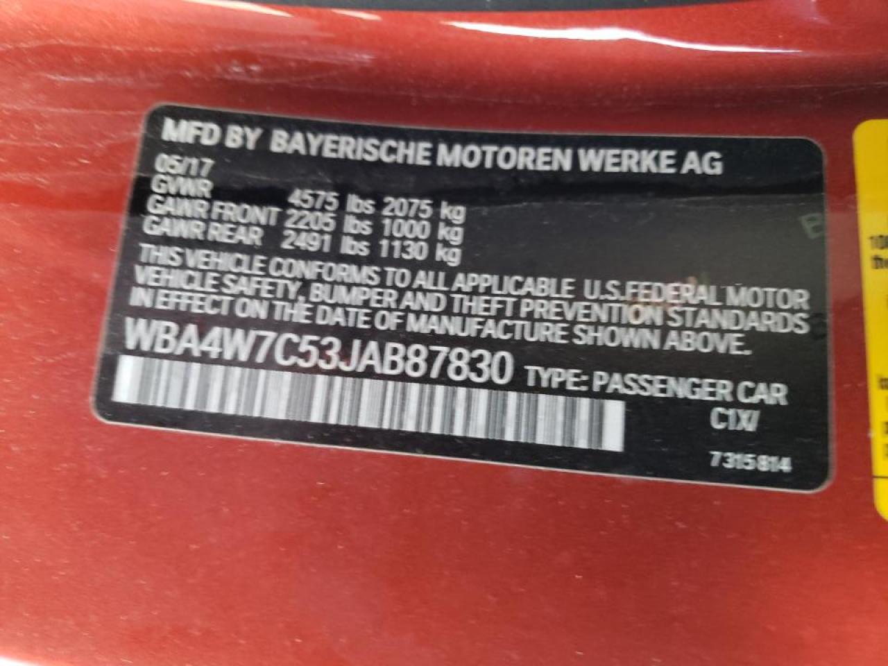 Photo 10 from auction – 2018 BMW 440I with VIN WBA4W7C53JAB87830