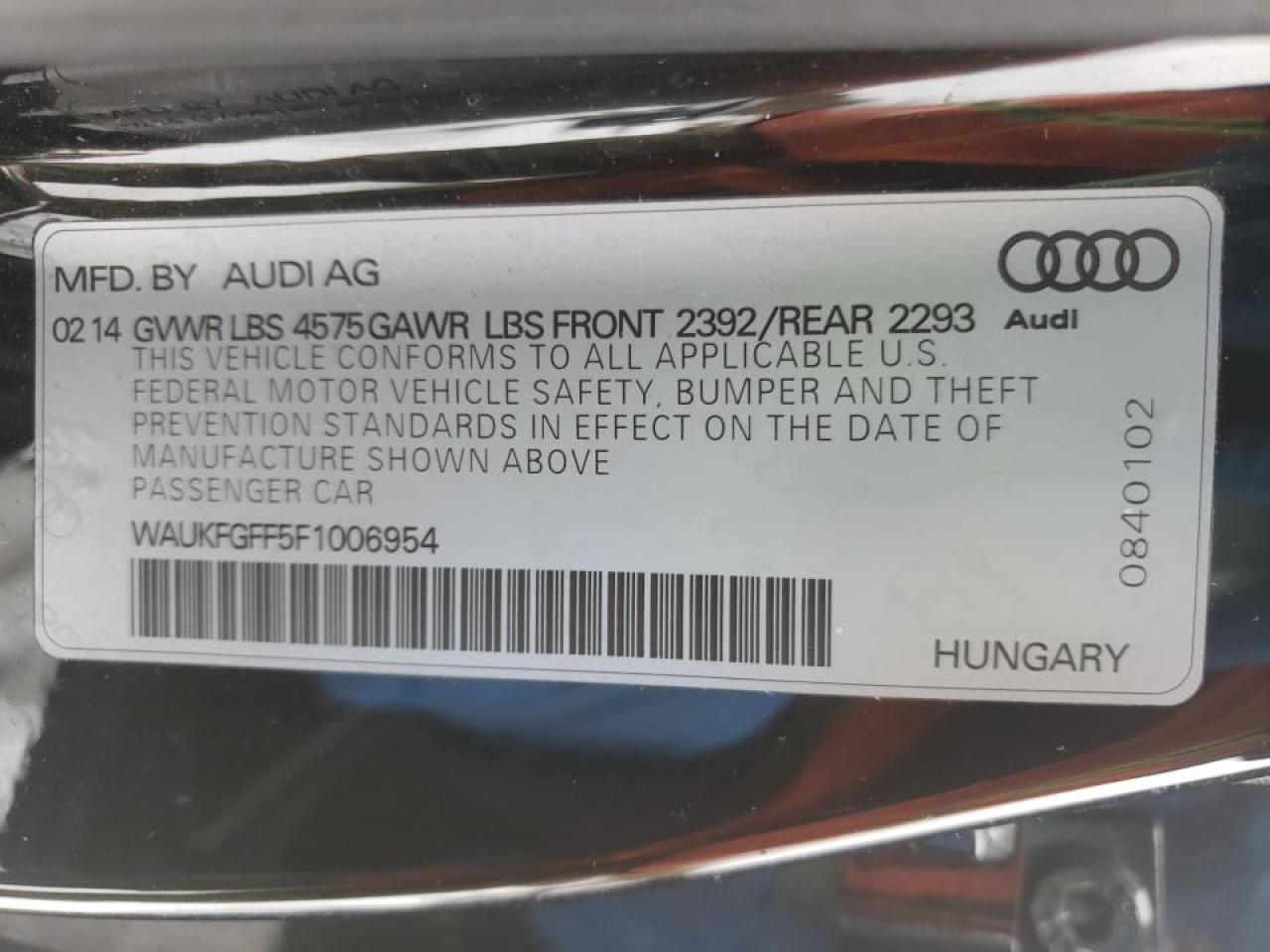 Photo 10 from auction – 2015 AUDI A3 PRESTIG with VIN WAUKFGFF5F1006954