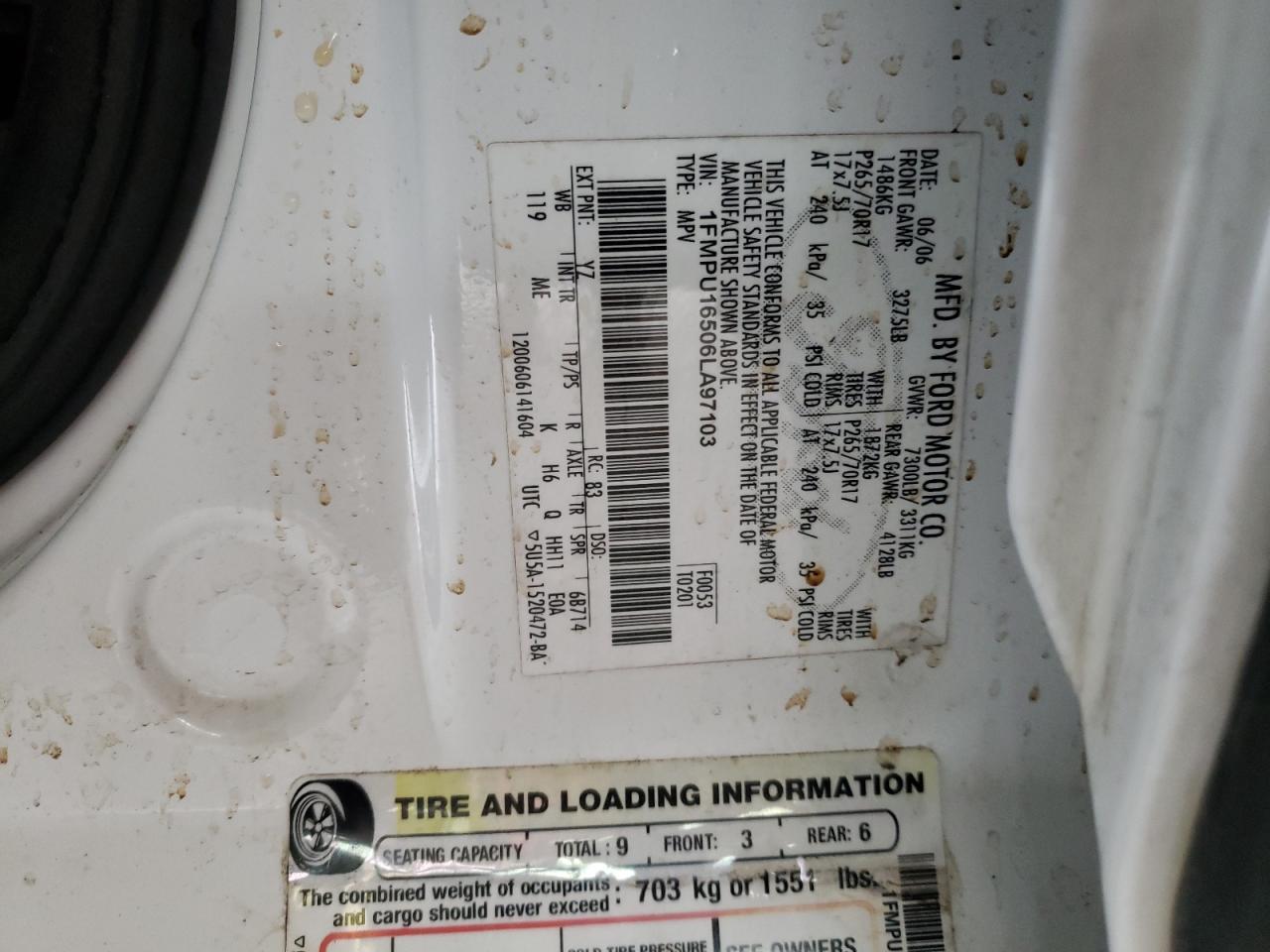 Photo 10 from auction – 2006 FORD EXPEDITION with VIN 1FMPU16506LA97103