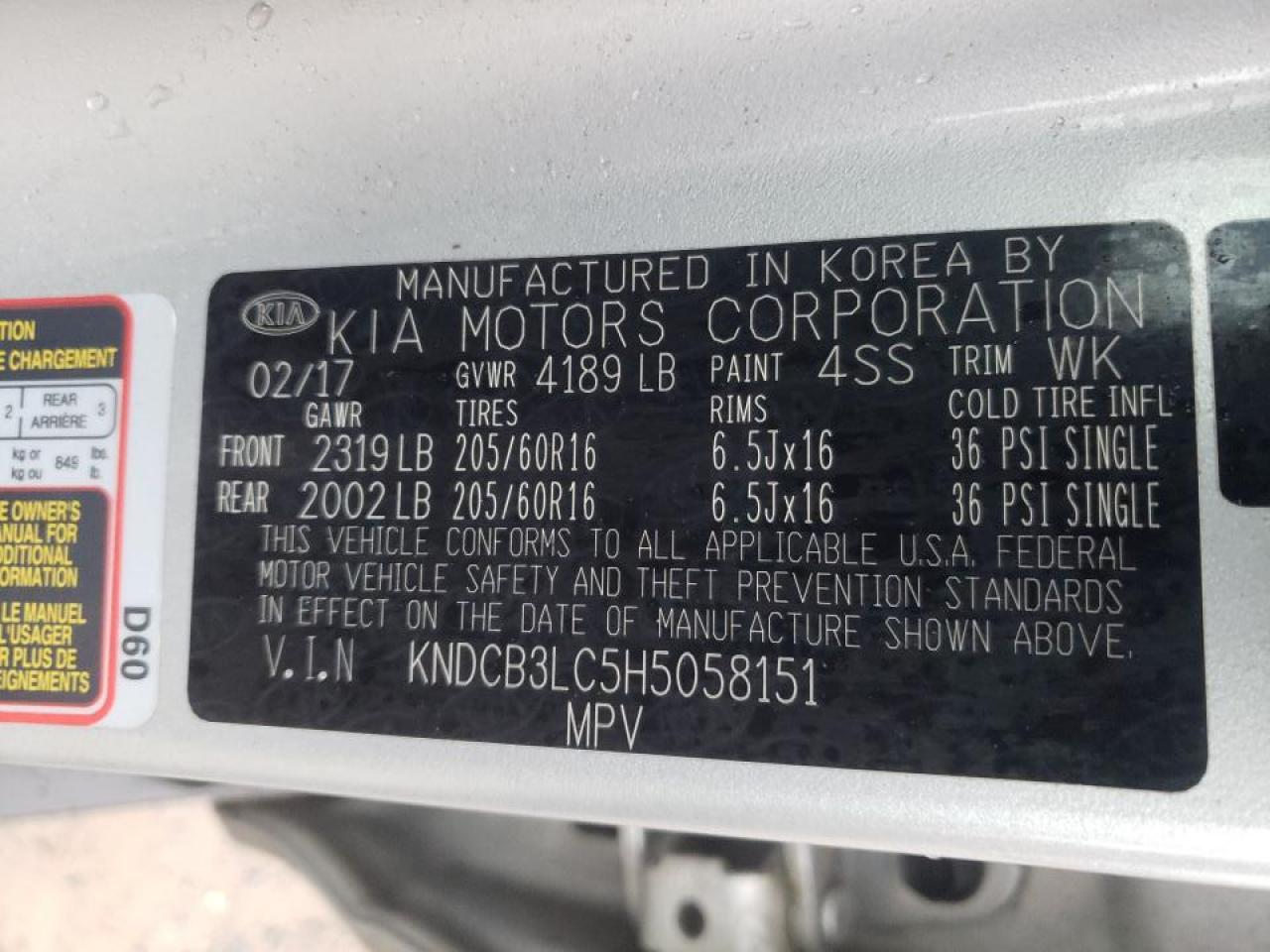 Photo 10 from auction – 2017 KIA NIRO FE with VIN KNDCB3LC5H5058151