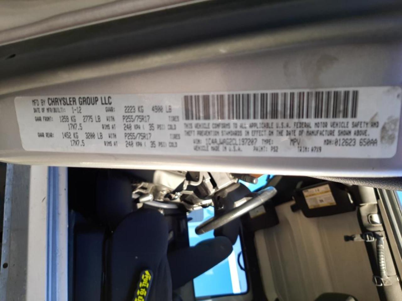 Photo 10 from auction – 2012 JEEP WRANGLER S with VIN 1C4AJWAG2CL197207
