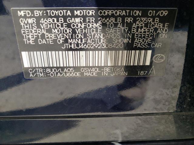 Photo 10 from auction – 2009 LEXUS ES 350 with VIN JTHBJ46G292308420