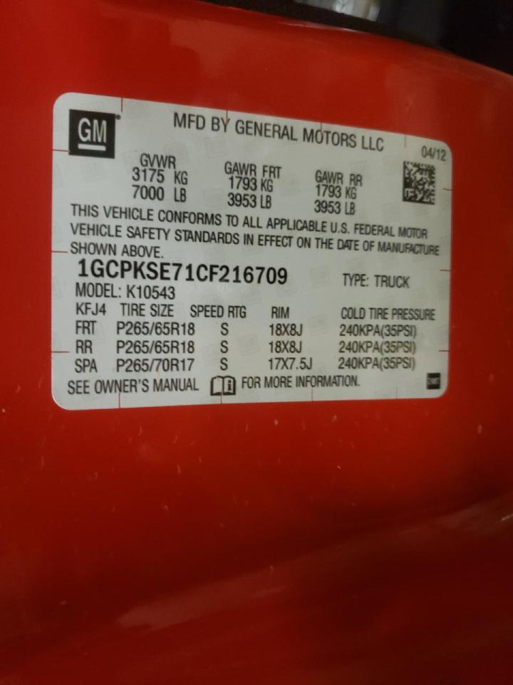 Photo 10 from auction – 2012 CHEVROLET SILVERADO with VIN 1GCPKSE71CF216709