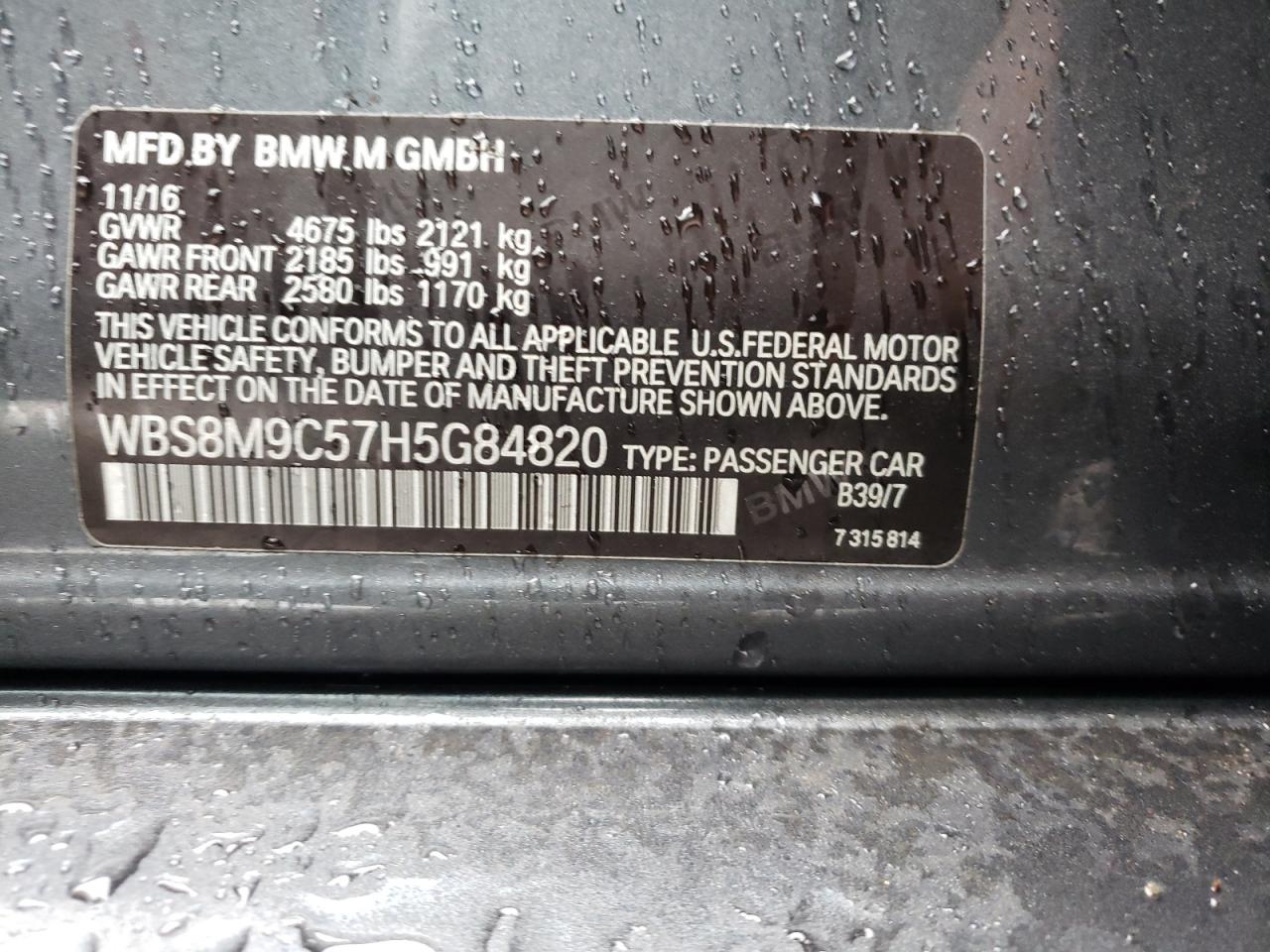 Photo 10 from auction – 2017 BMW M3 with VIN WBS8M9C57H5G84820