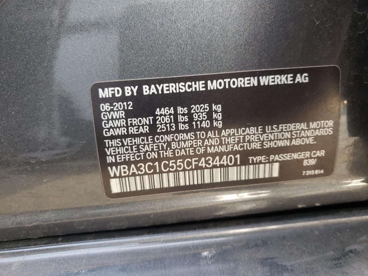 Photo 10 from auction – 2012 BMW 328 I SULE with VIN WBA3C1C55CF434401