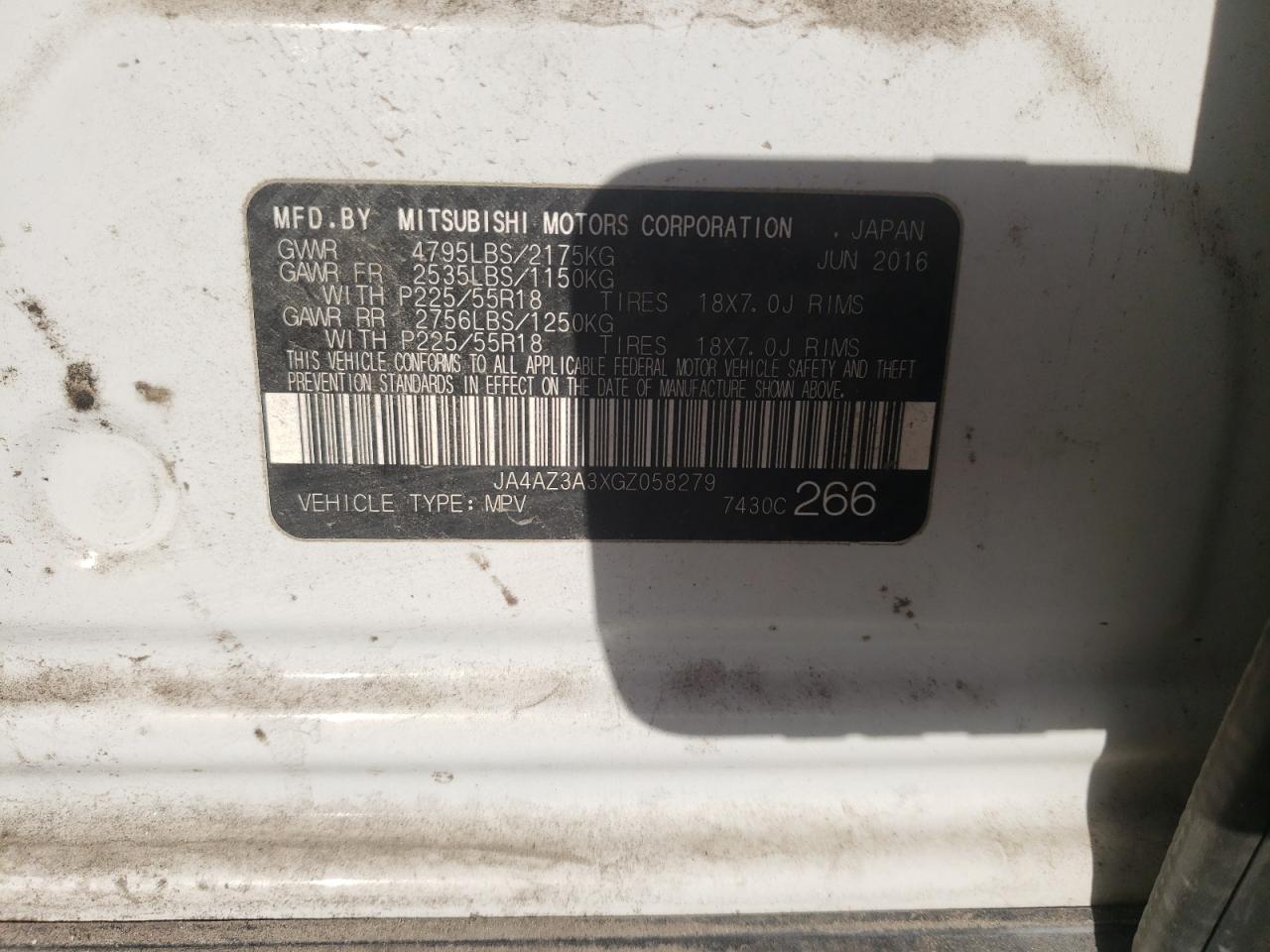 Photo 10 from auction – 2016 MITSUBISHI OUTLANDER with VIN JA4AZ3A3XGZ058279