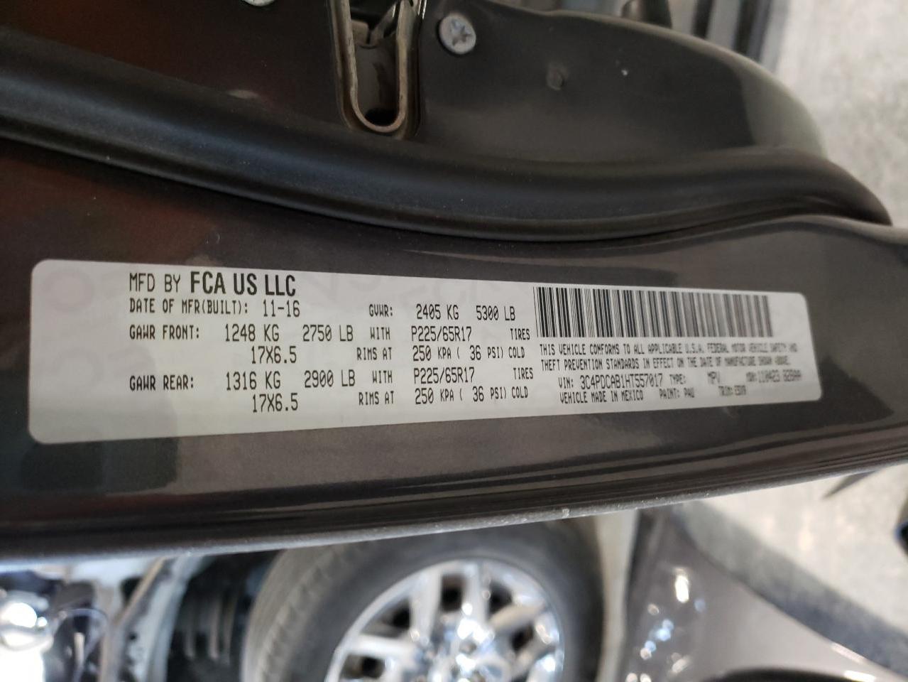 Photo 10 from auction – 2017 DODGE JOURNEY SE with VIN 3C4PDCAB1HT557017