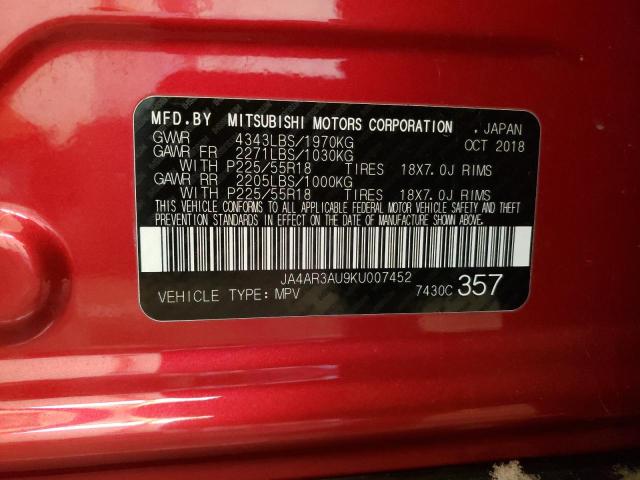 Photo 10 from auction – 2019 MITSUBISHI OUTLANDER with VIN JA4AR3AU9KU007452