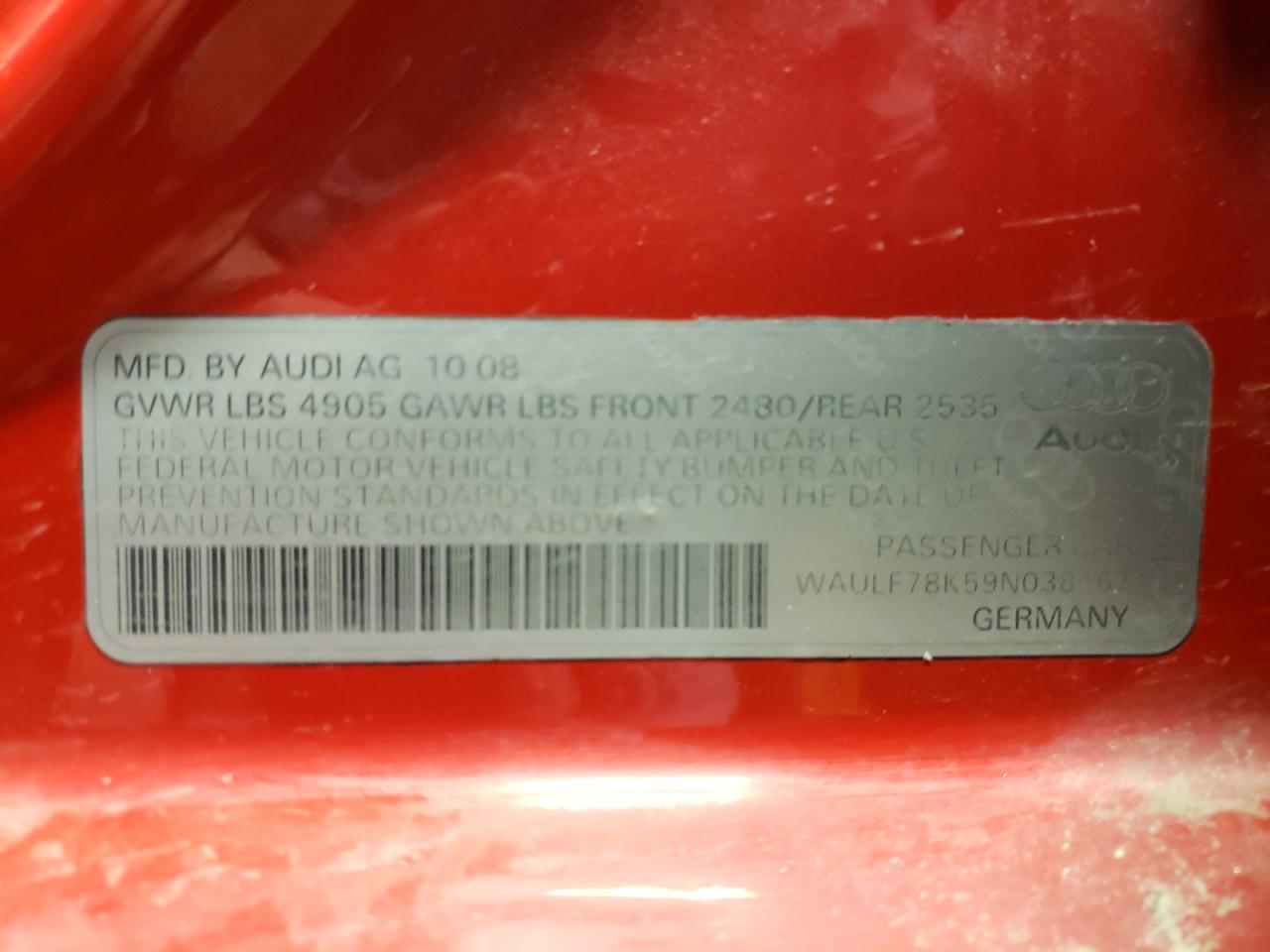 Photo 10 from auction – 2009 AUDI A4 2.0T QU with VIN WAULF78K59N038167