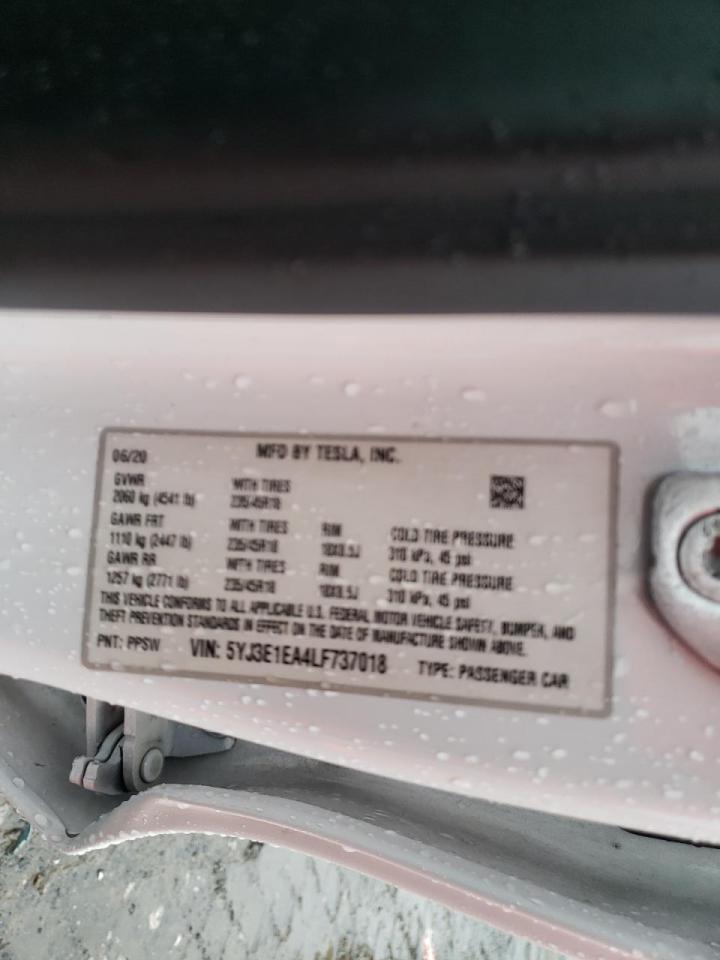 Photo 10 from auction – 2020 TESLA MODEL 3 with VIN 5YJ3E1EA4LF737018