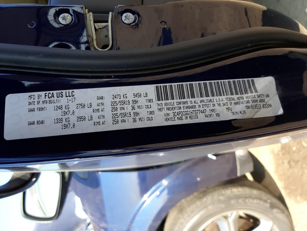 Photo 10 from auction – 2017 DODGE JOURNEY CR with VIN 3C4PDCGG1HT577447