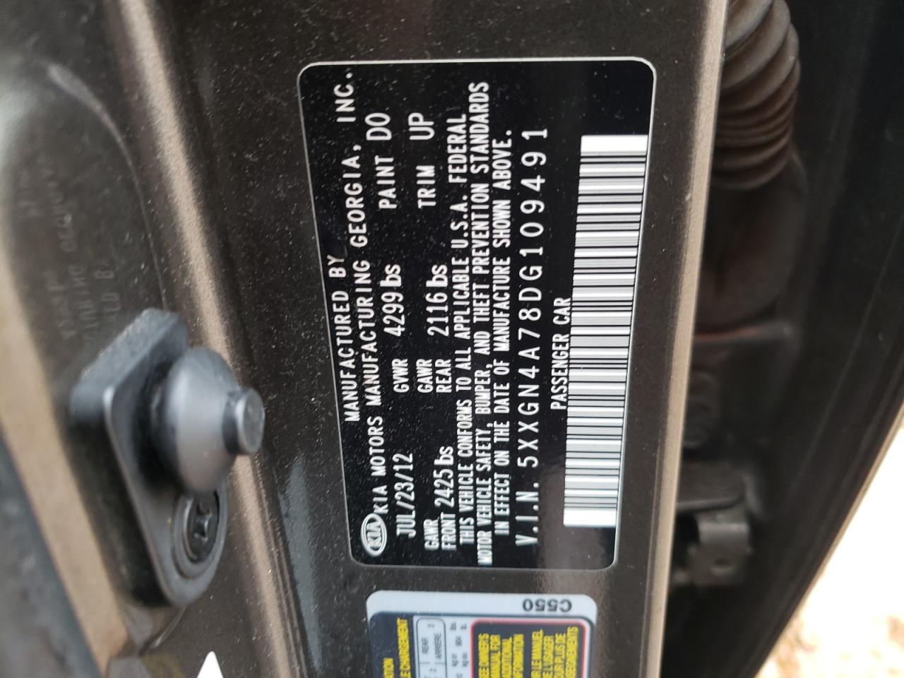 Photo 10 from auction – 2013 KIA OPTIMA EX with VIN 5XXGN4A78DG109491