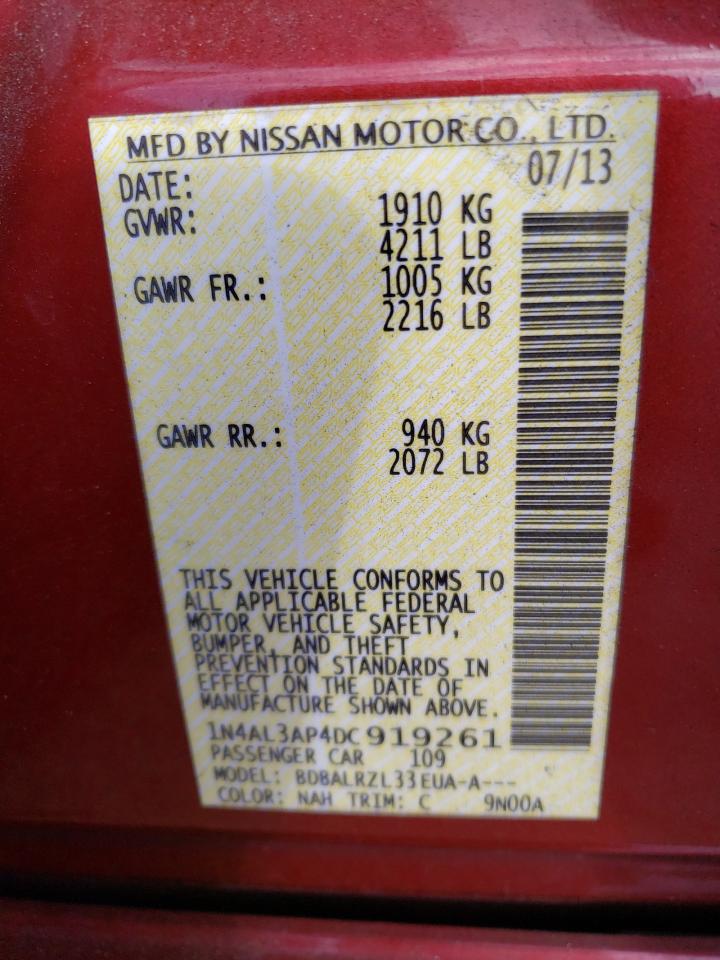 Photo 10 from auction – 2013 NISSAN ALTIMA 2.5 with VIN 1N4AL3AP4DC919261