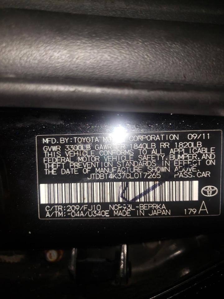 Photo 10 from auction – 2012 TOYOTA YARIS with VIN JTDBT4K37CL017265