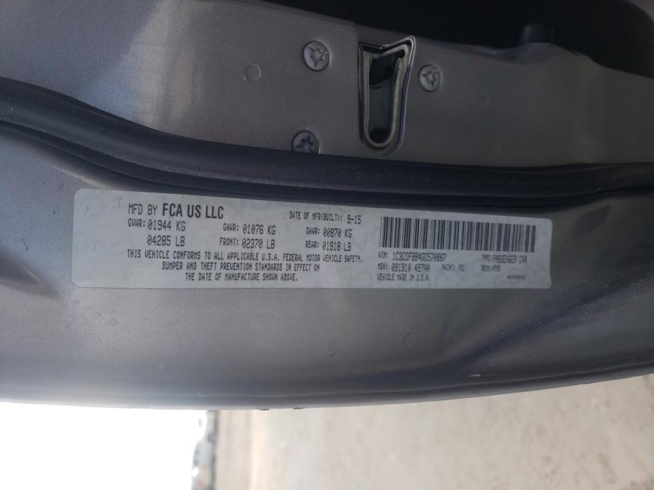 Photo 10 from auction – 2016 DODGE DART SXT with VIN 1C3CDFBB4GD570867