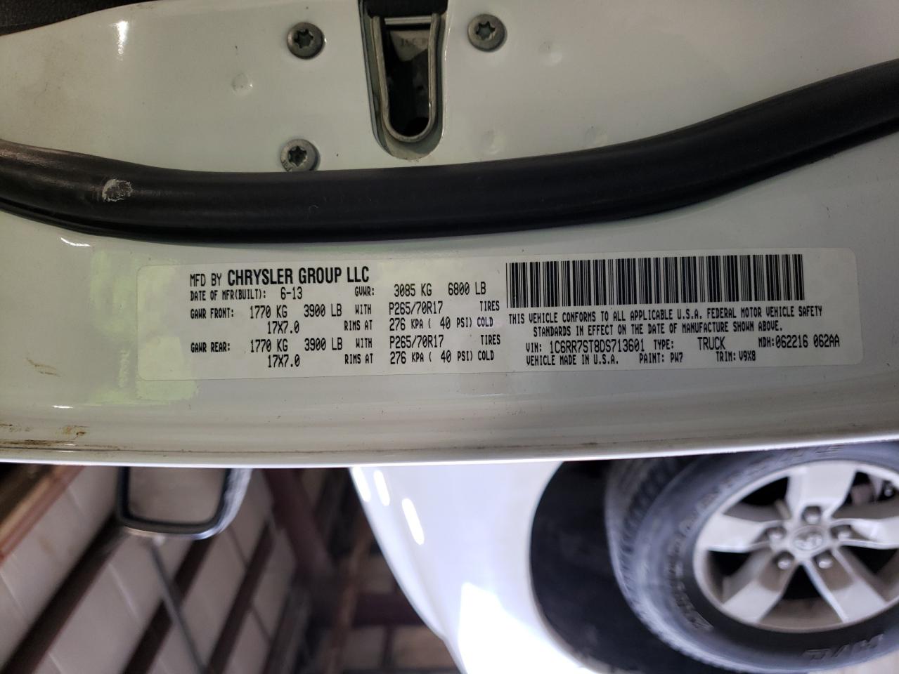 Photo 10 from auction – 2013 RAM 1500 ST with VIN 1C6RR7ST8DS713601