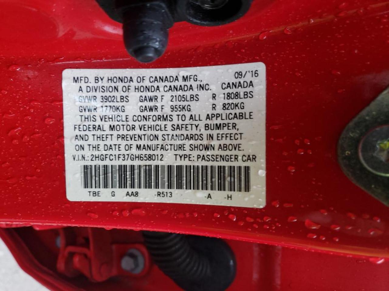 Photo 10 from auction – 2016 HONDA CIVIC EX with VIN 2HGFC1F37GH658012