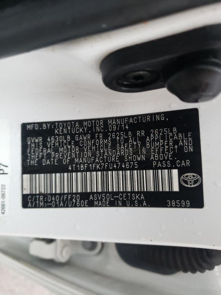 Photo 10 from auction – 2015 TOYOTA CAMRY SE with VIN 4T1BF1FK7FU474675