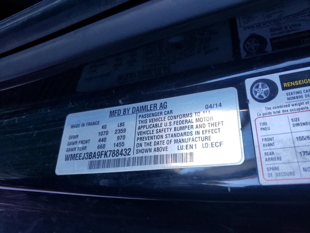 Photo 10 from auction – 2015 SMART FORTWO PUR with VIN WMEEJ3BA9FK788432