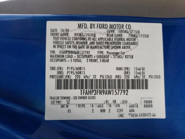 Photo 10 from auction – 2010 FORD FOCUS SE with VIN 1FAHP3FN9AW157792