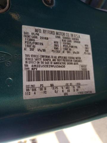 Photo 10 from auction – 1998 MERCURY MOUNTAINEE with VIN 4M2ZU52E2WUJ36630