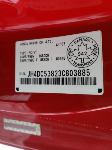 Photo 10 from auction – 2003 ACURA RSX with VIN JH4DC53823C803885